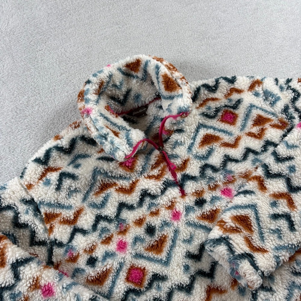 Eddie Bauer Quest Plush Jacket Womens Small Multicolor Aztec Print 1/4 Zip Cozy